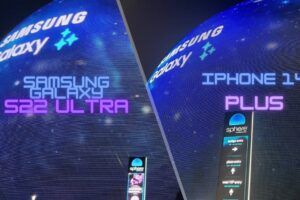 The Sphere during CES 2024: Android vs. iPhone