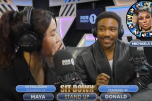 Donald Glover and Maya Erskine surprise call famous friends on radio